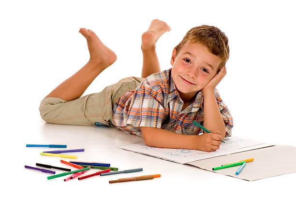 adorable little boy drawing