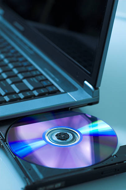 DVD and laptop stock photo