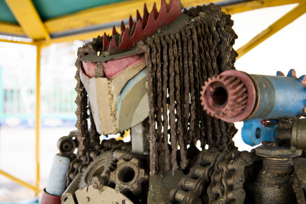 A metal predator made of steampunk metal. High quality photo