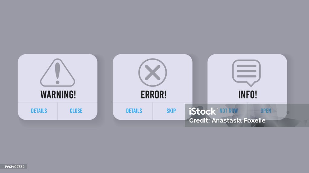 Warning Text Box Example Mobile App Notification Alert Popup Messages For Mobile App Design Warning Error ...