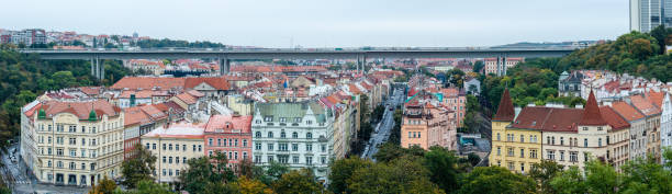 istock Amazing view on tiled roofs in Prague from the top 1443402898
