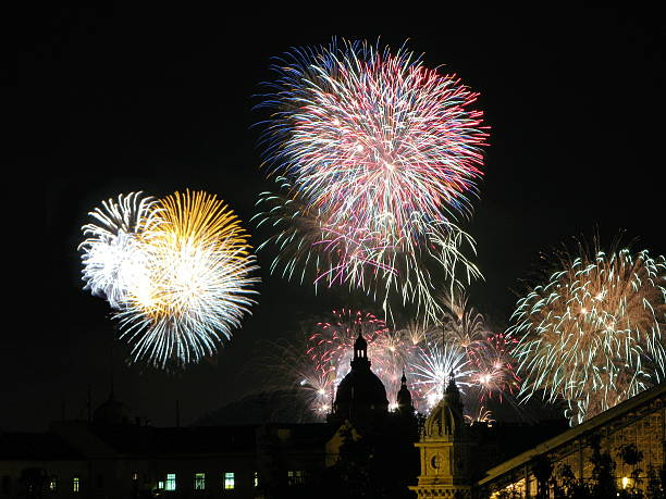 Fireworks over Budapest stock photo