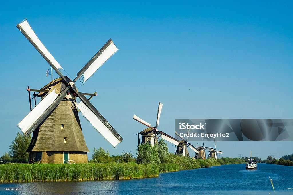 美しいオランダの風車の風景 - オランダのロイヤリティフリーストックフォト