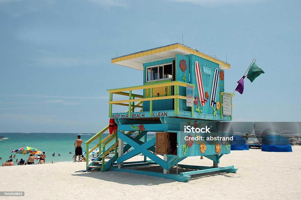 Auf die bunte Lifeguard Turm in South Beach - Lizenzfrei Art Deco Stock-Foto