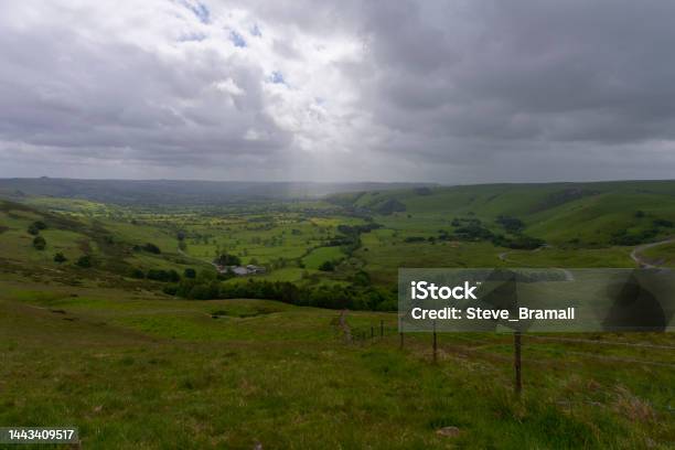 Dark And Misty Day On Mam Tor In Derbyshire Stock Photo - Download Image Now - Rain, Rural Scene, Agricultural Field