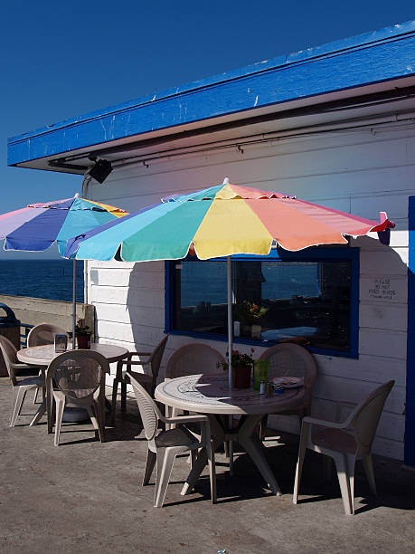 Outside diner on Ocean Beach pier Outside diner on Ocean Beach pier ocean beach papua new guinea stock pictures, royalty-free photos & images