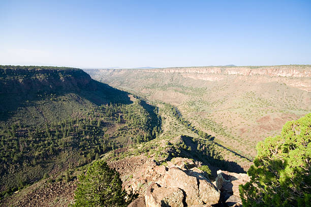 dwa oddziały rio grande river gorge spotkania, nowy meksyk - rio grande new mexico river valley zdjęcia i obrazy z banku zdjęć