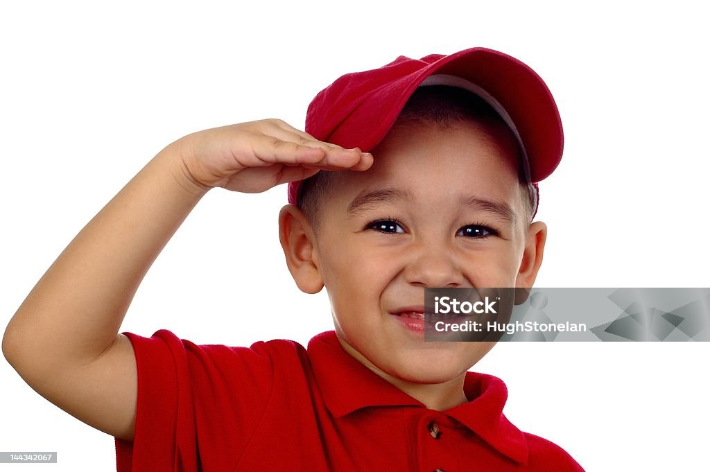 Ragazzo Saluto militare, 4 anni - Foto stock royalty-free di Bambino