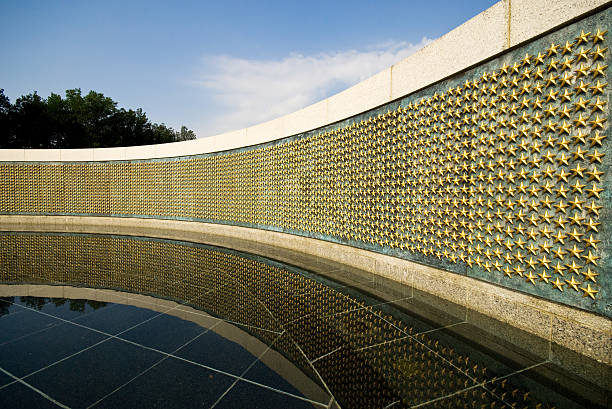 The Field of Stars and reflecting pool, a section of the National WWII Veterans Memorial located at the National Mall in Washington, DC, USA. 