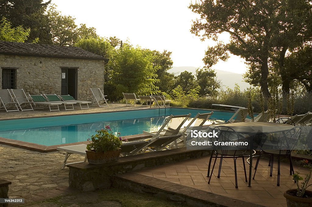 Villa mit pool in Chianti, Italien bei Sonnenuntergang - Lizenzfrei Schwimmbecken Stock-Foto