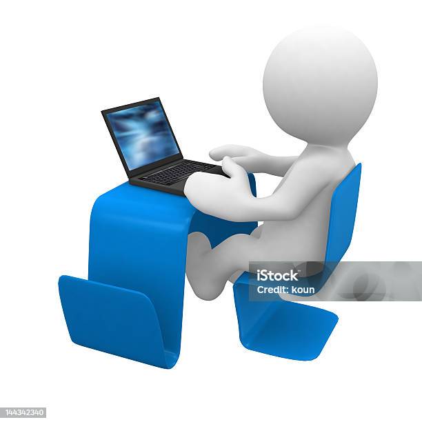 Modern Desk With Laptop Stock Photo - Download Image Now - Abstract, Adult, Blue