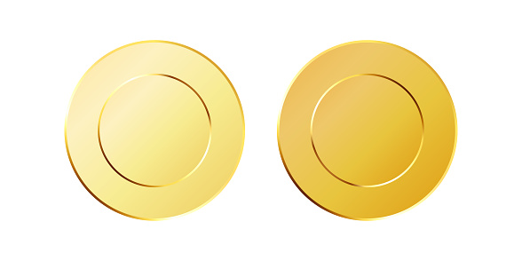 Gold coins. Golden money. Applicable for gambling games, jackpot or bank or financial illustration. Video game awards, ribbons. Vector illustration.