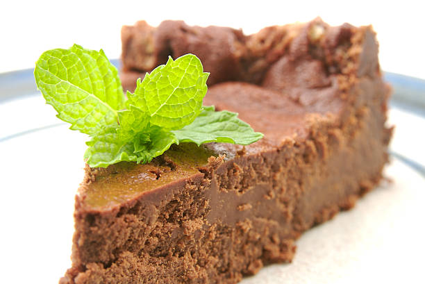 Flourless chocolate cake with mint