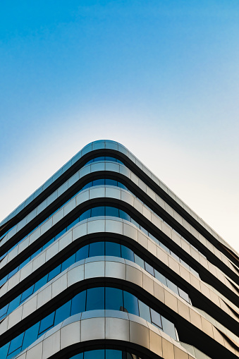 Glass wall facade of a building