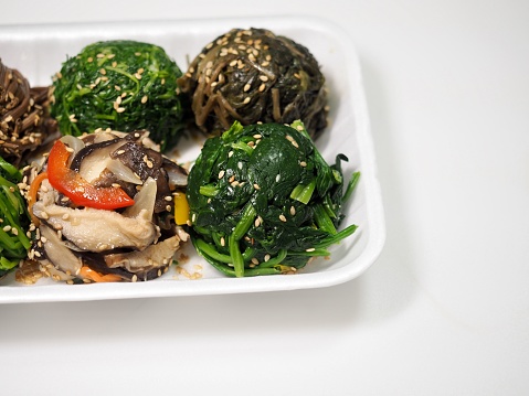 Korean Traditional Food Bracken Herbs Mushroom Spinach Side Dish Stock