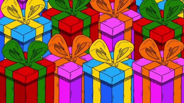 Cartoon Gift Box background with Family text.