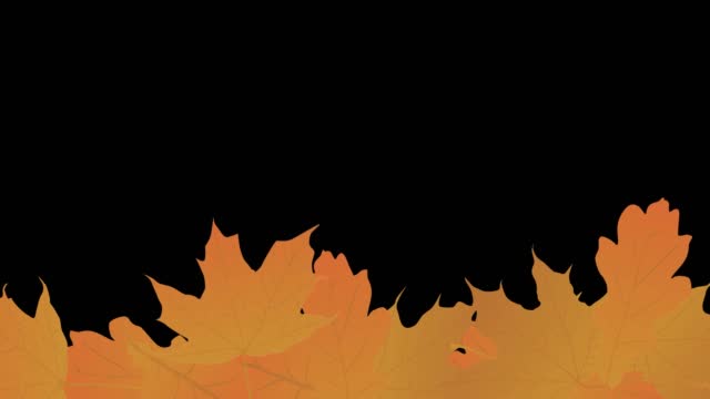 Autumn Leaves falling down with Family text and black background.