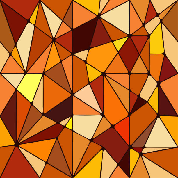 illustrations, cliparts, dessins animés et icônes de les triangles de vitrail forment une mosaïque de verre coloré. modèle de cellules polygonales géométriques. fenêtre gothique colorée dans l’église. papier peint dégradé sans couture. conception de tuiles vectorielles - stained glass glass art church