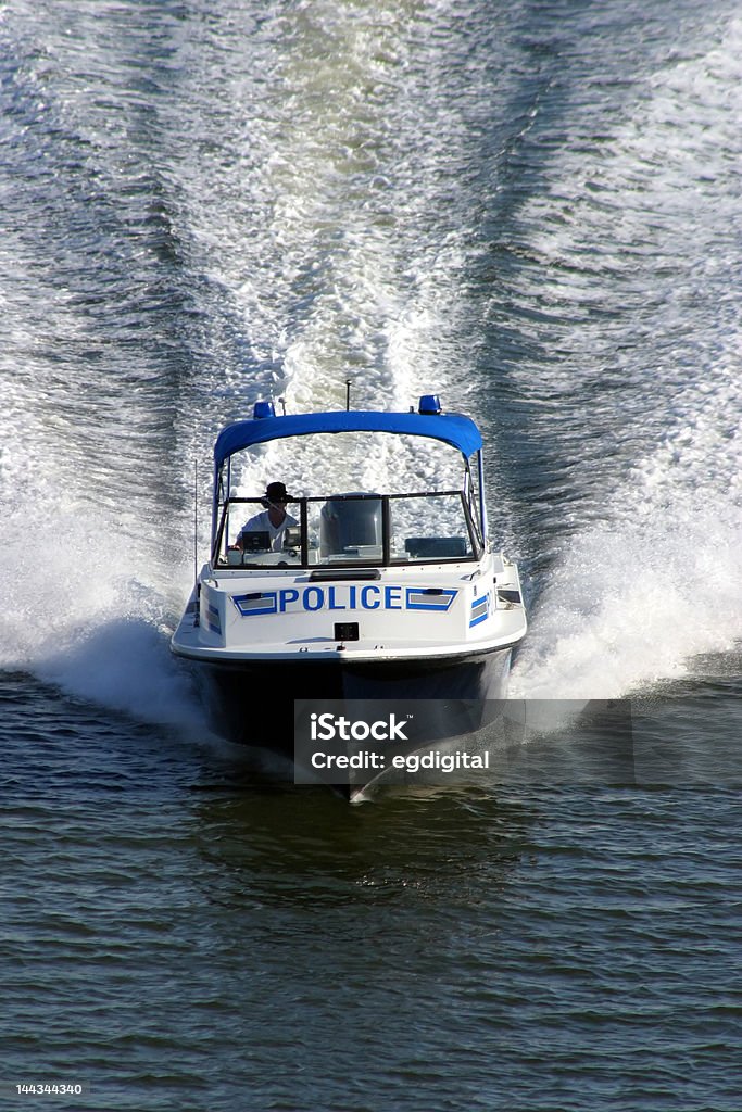 Security agent at sea Police security speedboat Assistance Stock Photo