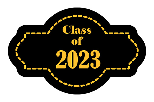 Label class off 2023. Typography design. Celebration, Graduation concept. Education concept. Vector illustration. stock image. EPS 10.