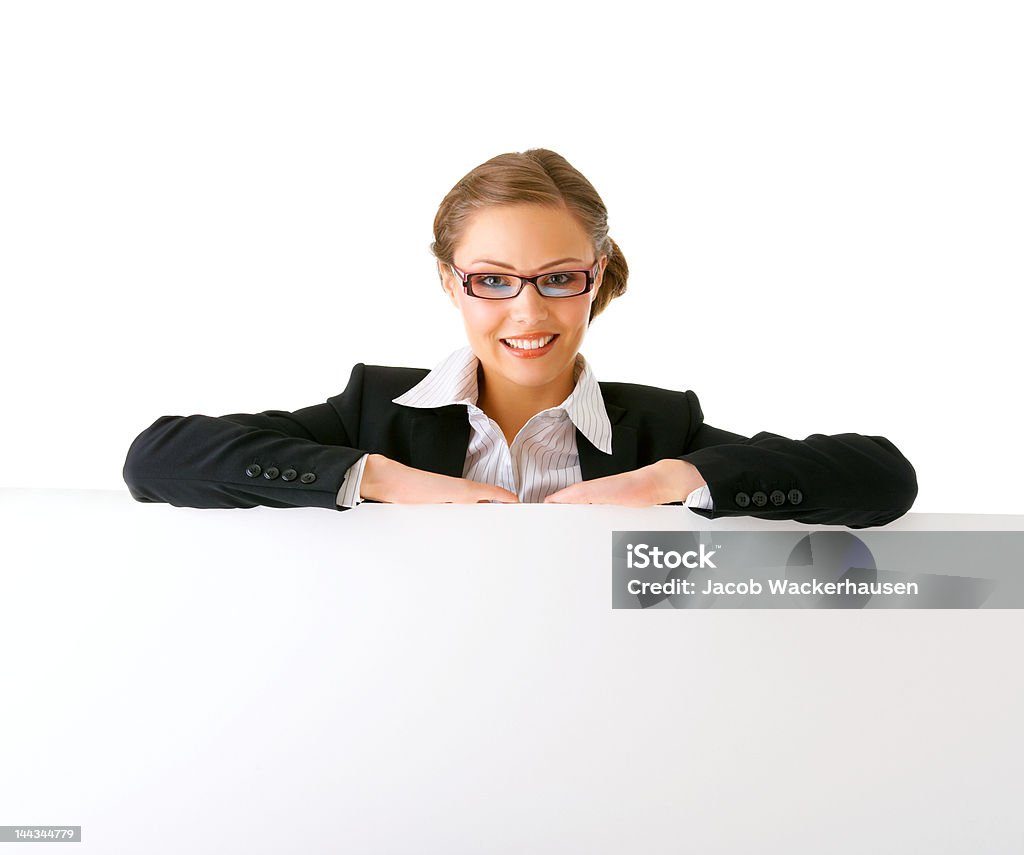 Businesswoman holding a billboard Businesswoman holding a billboard. 25-29 Years Stock Photo