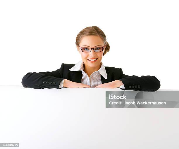 Businesswoman Holding A Billboard Stock Photo - Download Image Now - 25-29 Years, Adult, Adults Only