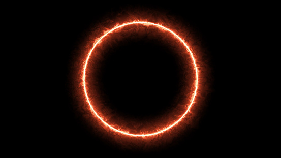 Illuminated circle frame on dark background
