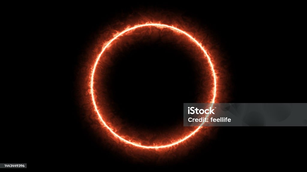Illuminated circle frame on dark background Abstract Stock Photo
