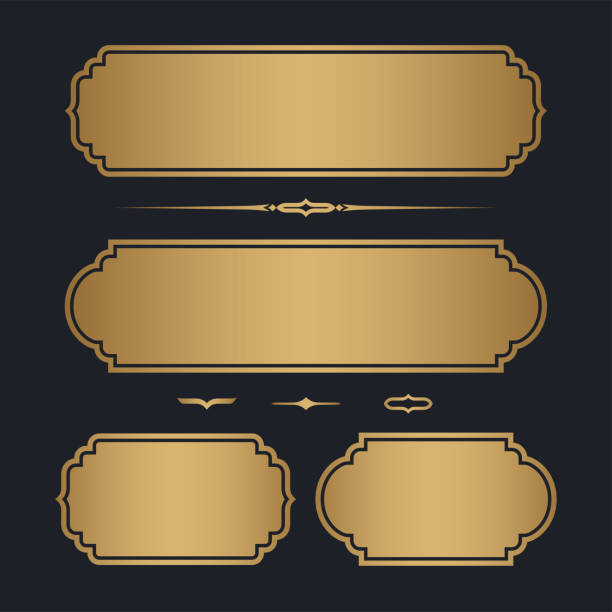 ilustrações de stock, clip art, desenhos animados e ícones de set of gold premium label. golden name plate. vector illustration - nameplate