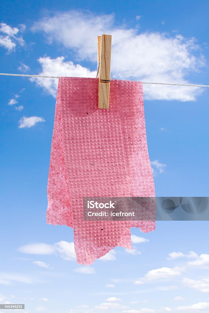 Washed toilet paper Recovered and washed toilet paper drying Binder Clip Stock Photo