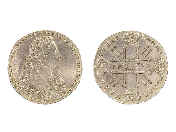 istock Antique Russian Silver Coin of 1728 144345443