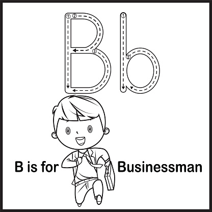 Flashcard letter b is for businessman vector Illustration