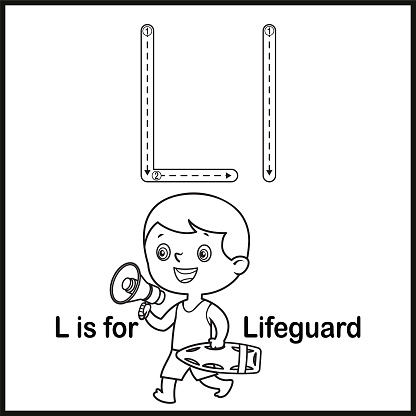 Flashcard letter L is for Lifeguard vector Illustration