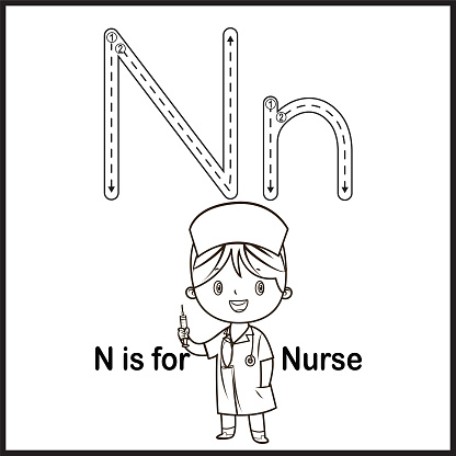 Flashcard letter N is for Nurse vector Illustration