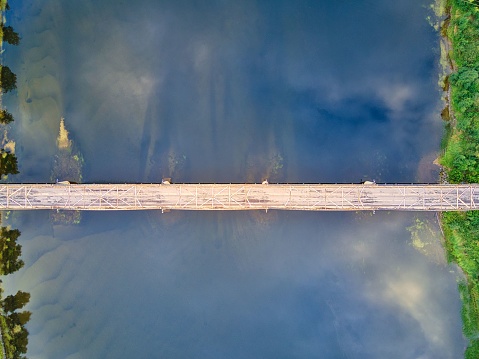 An aerial view of a bridge over the river in Norway