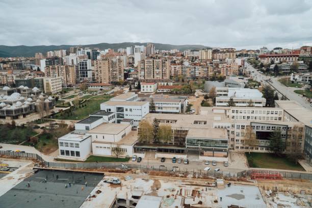 Panoramic view of Pristina with its high buildings and mountains A panoramic view of Pristina with its high buildings and mountains pristina stock pictures, royalty-free photos & images