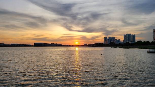 istock Mesmerizing sunset view over Singapore, Pandan in summer 1443462709