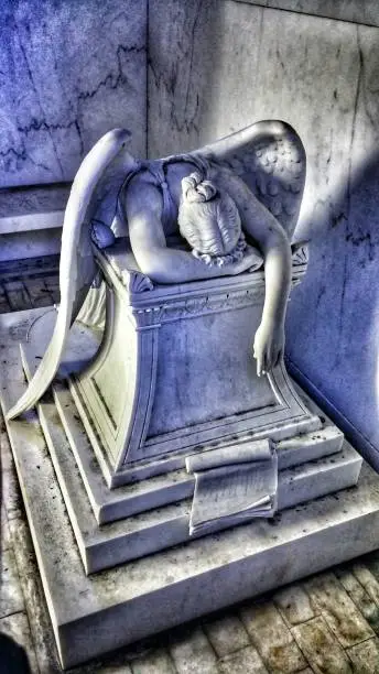 Photo of Vertical shot of the statue of the weeping angel (Angel of Grief)