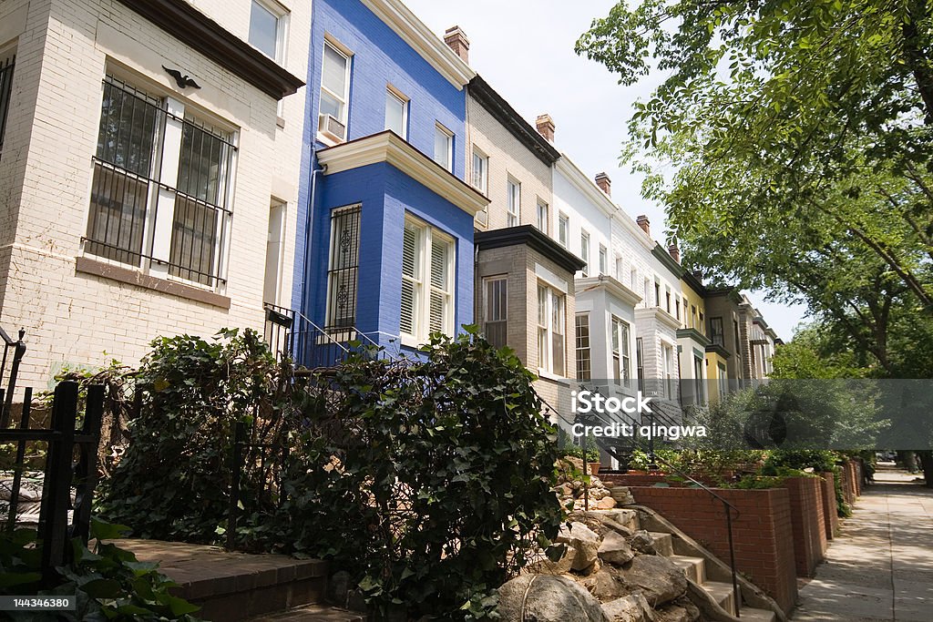 Italianate estilo fileira de casas, casas de Washington, DC, Estados Unidos - Foto de stock de Antigo royalty-free