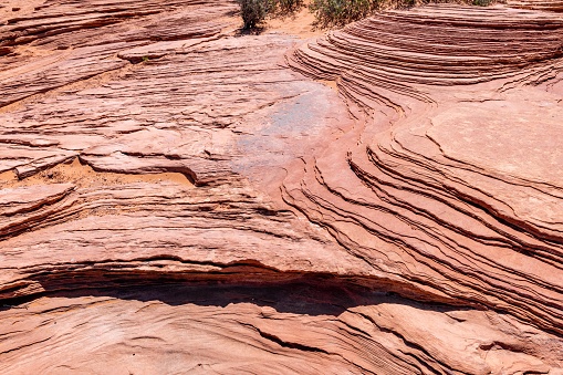 Texture of red mountain close-up