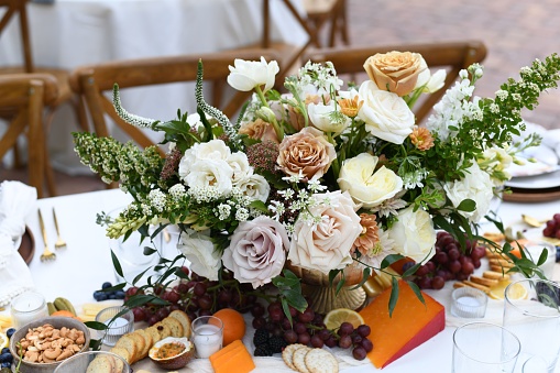 Wedding reception table set up.