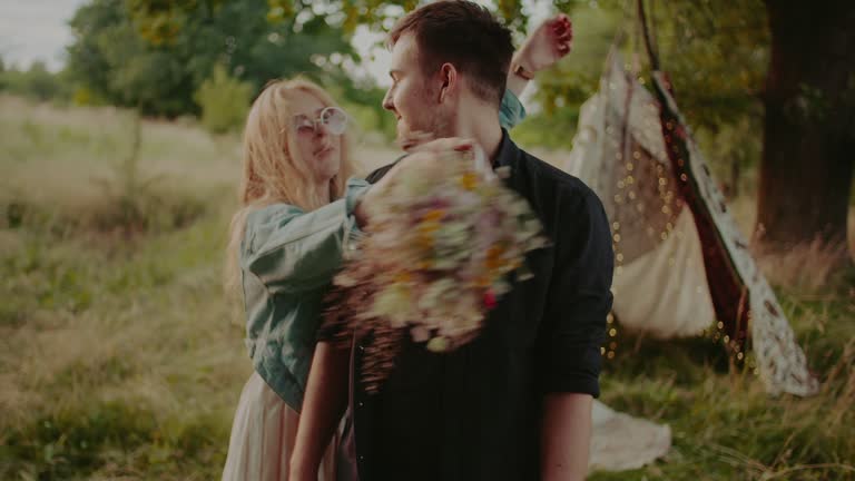 Slow-motion HD shot of a Polish couple having prenup outdoors