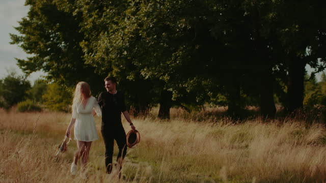 Slow-motion HD shot of a Polish couple having prenup outdoors