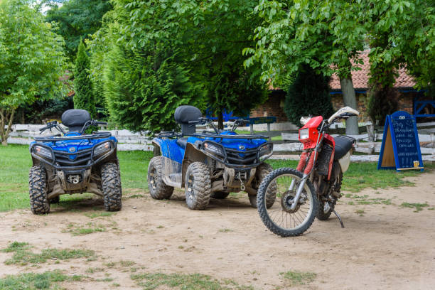 Four wheel drive. All terrain vehicle Loznica, Serbia - July 11, 2022: Four wheel drive. All terrain vehicle motorcycle 4 wheels stock pictures, royalty-free photos & images