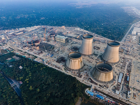 Ishwardi, Bangladesh – November 21, 2022: Under Construction Site of Rooppur Nuclear Power Plant at Ishwardi, Bangladesh. Ruppur Nuclear Power Plant Mega Project of Bangladesh infrastructure development process.