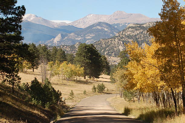 Estes Dirt Road in the Fall stock photo