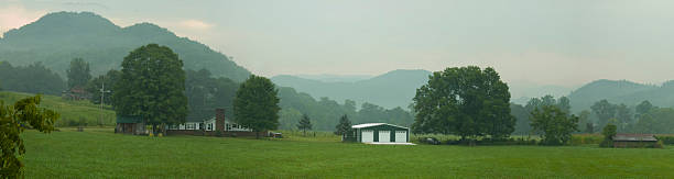 View from the valley on smoky mountains stock photo