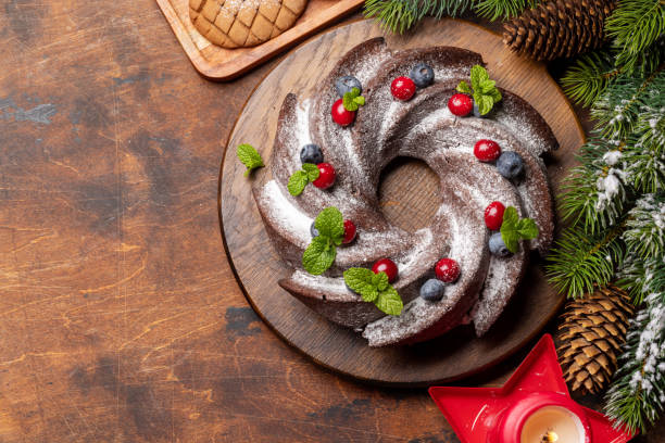 istock Christmas cake with blueberries, cranberries and mint 1443472163