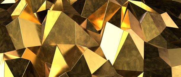 istock Panoramic background of golden polygon shapes 1443472285