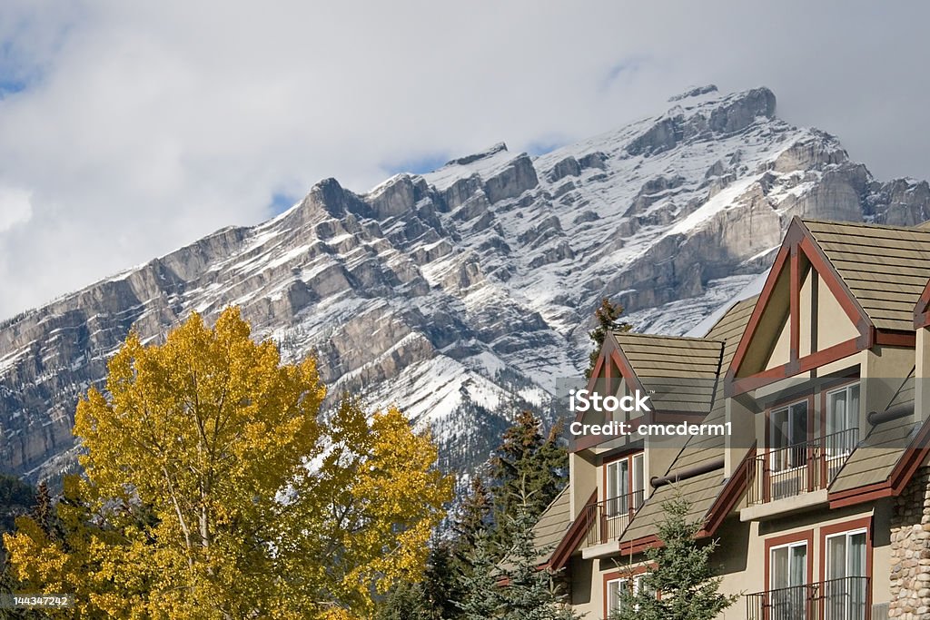 Canadian Rocky Mountains Ski Chalets in the Canadian Rockies for winter holidays, christmas skiing, and resort living Canmore Stock Photo